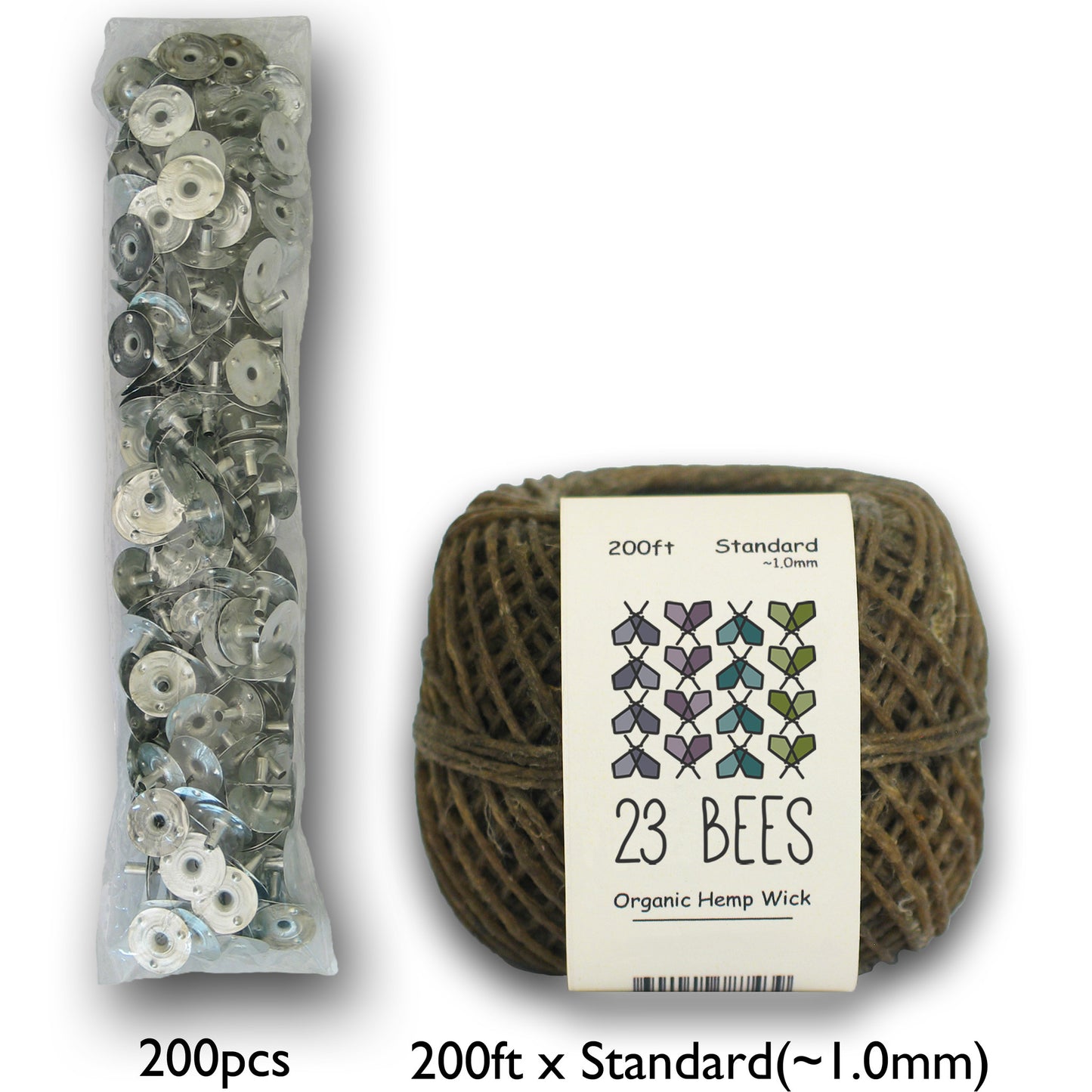 1mm Organic Hemp Candle Wick (Beeswax Coated) + Wick Sustainer Tabs
