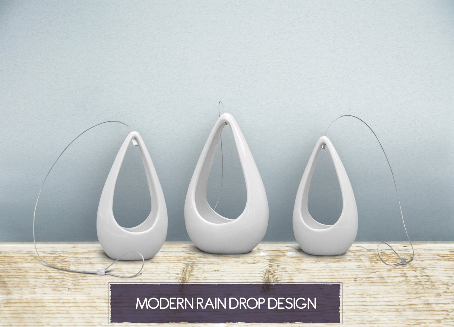 Three Ceramic Hanging Pots