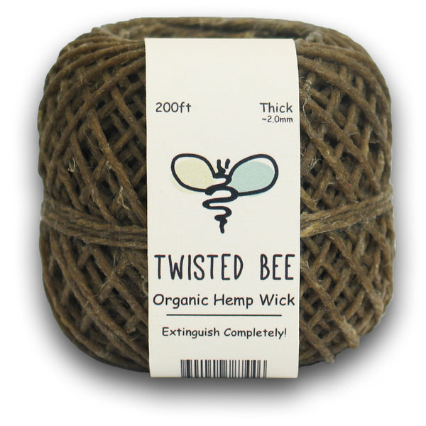 Thick Hemp Wick 200ft - 100% Natural Unbleached Hemp Lighter - 2mm, Size: 200ft Roll Measures 3.25 x 3 2mm Thick