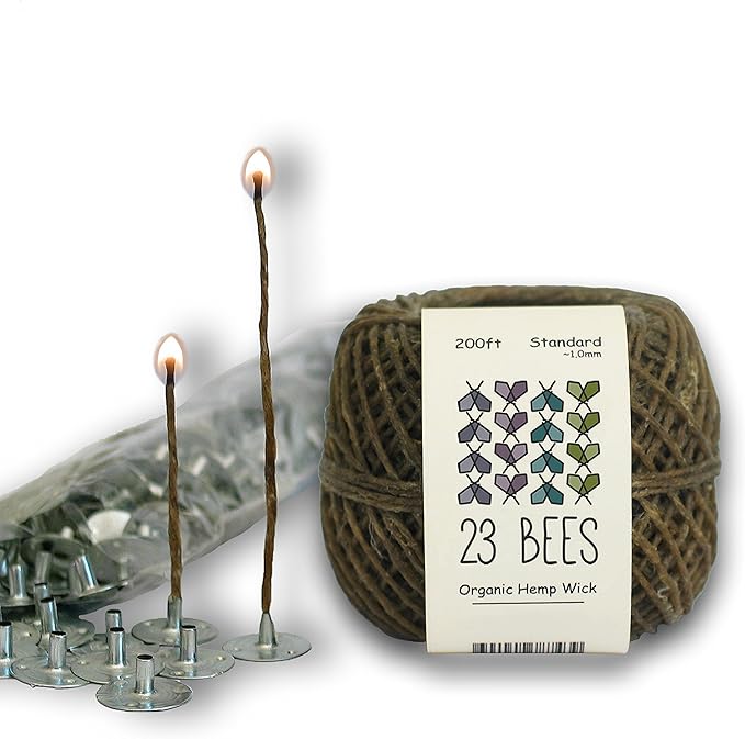 Organic Hemp Candle Wick 1.0mm Standard + Wick Sustainer