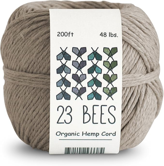 100% Organic Hemp Cord, Twine, String (200ft x 48 lb.) Natural