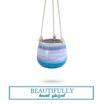 Ceramic Hanging Planter Blue Horizon