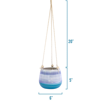 Ceramic Hanging Planter Blue Horizon