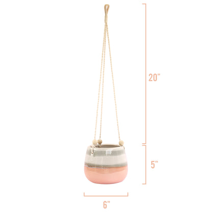 Ceramic Hanging Planter Pink Horizon