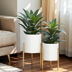 Modern Ceramic Planter with Plant Stand Indoor Decorative Plant Pot lifestyle